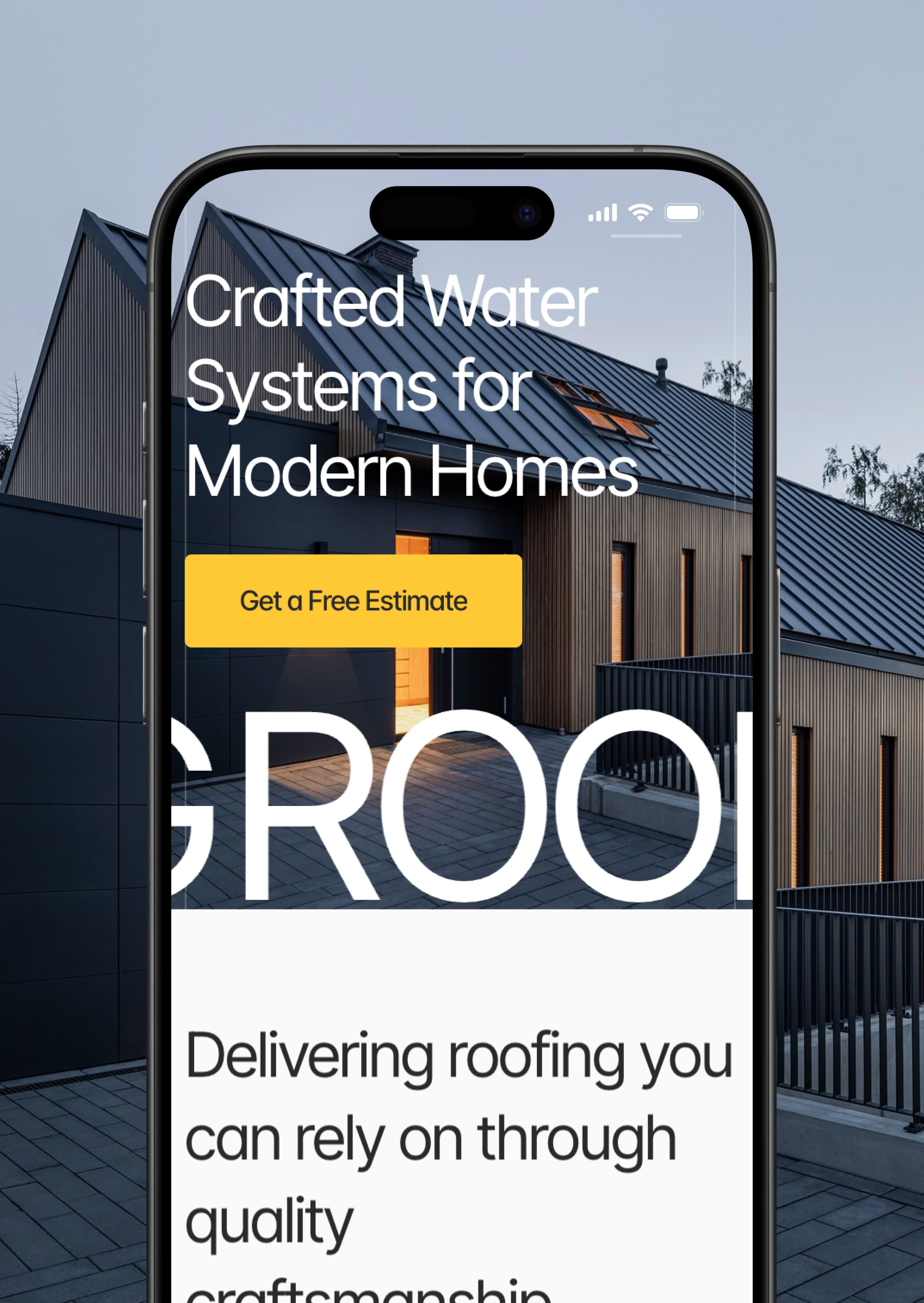Solaris Roofing website shown on a phone mockup